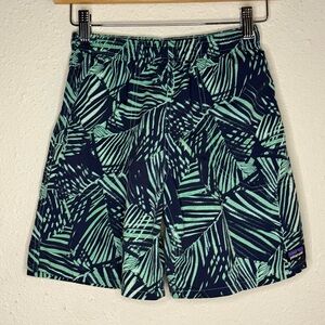 Patagonia Baggies Shorts Blue Green Abstract Nylon Drawstring Boy’s Size Medium